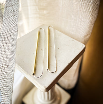 Sterling Silver & Brass Linear Drop Earrings