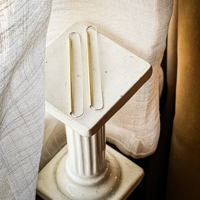 Sterling Silver & Brass Linear Drop Earrings