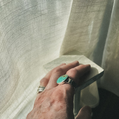 Albero Turquoise & Sterling Silver Statement Ring - Size 9