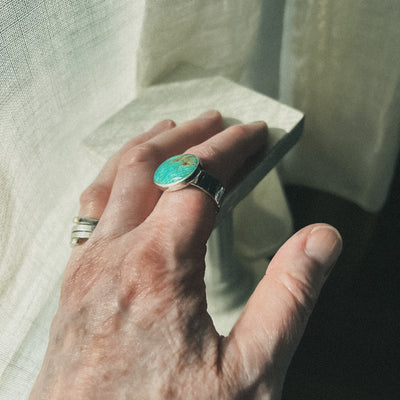 Albero Turquoise & Sterling Silver Statement Ring - Size 9