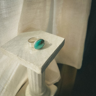 Albero Turquoise & Sterling Silver Statement Ring - Size 9
