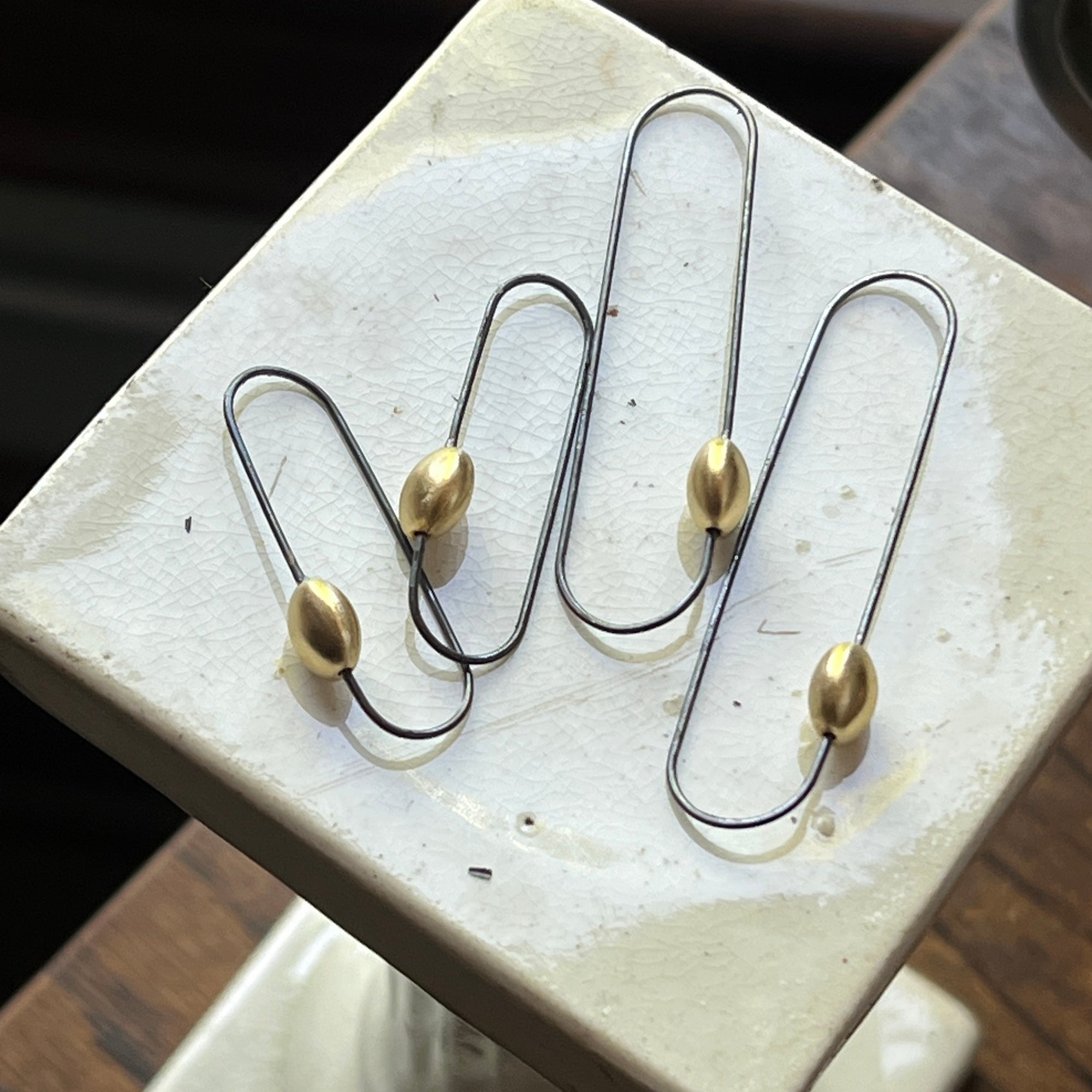 Infinita Drop Earrings - Matte Brass Large