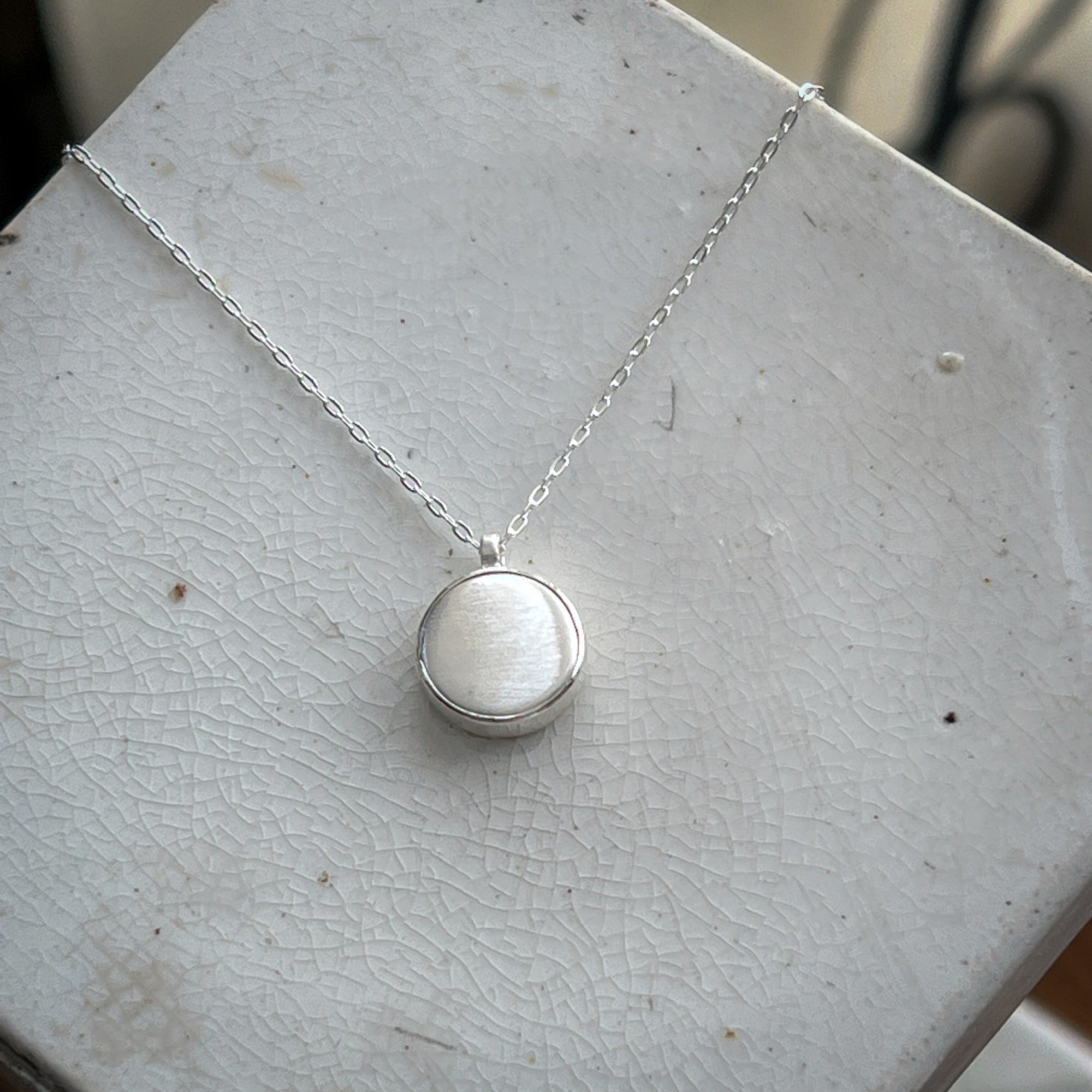 Sterling Silver Coin Necklace, Simple Silver Necklace, Dainty